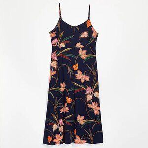 LOFT | Ann Taylor Floral Smocked Back Strappy Midi Dress 4P Petite